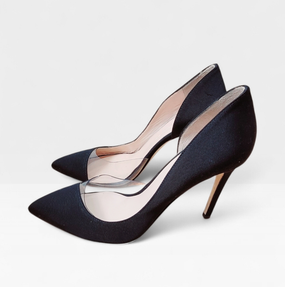 CLUB MONACO Black & Clear D'Orsay Heels Pumps Euro 36.5 US 6.5 Never Worn